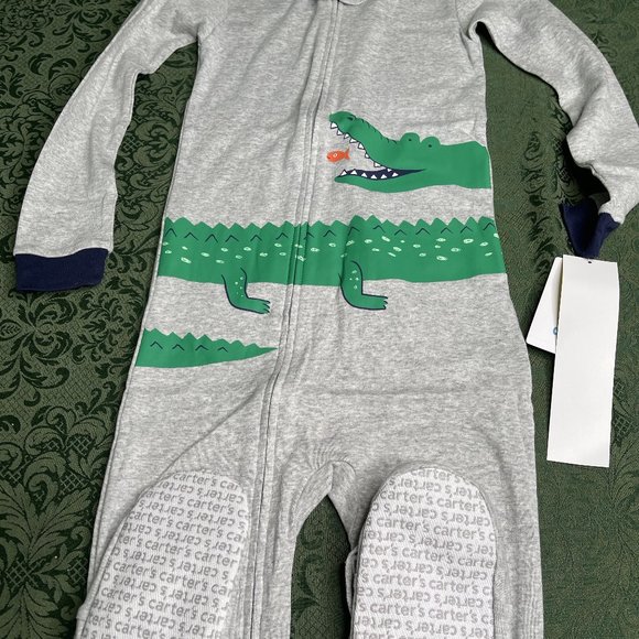 NWT 18m 4t 4 alligator sleeper pajamas crocodile carters spring summer uni - Picture 2 of 6